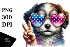 Colorful Puppy Showing Victory Sign PNG Product Image 1