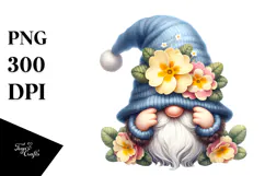 Cute GNOME with Big Hat and Freesia PNG Product Image 1