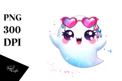 Funny Cute Ghost with es, Transparent PNG Product Image 1