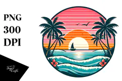 Retro Tropical Beach Sunset, 20 oz Tumbler Product Image 1