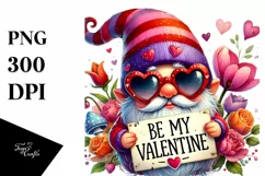 Detailed Valentines Gnome with Heart-Shaped Sunglasses PNG Product Image 1