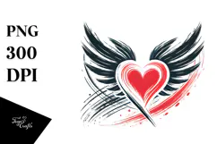 Simple Paintbrush Style Heart with Wings, High-Res PNG Product Image 1