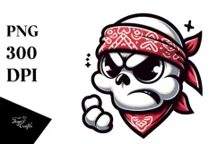 Mock Serious Skull with Bandana PNG Product Image 1