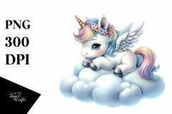 Cute Baby Unicorn on Cloud | Clipart Product Image 3