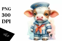 Colorful Baby Cow Sailor's Uniform PNG Product Image 1