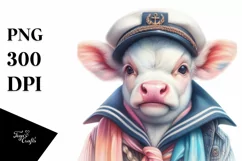 Colorful Baby Cow Sailor's Uniform PNG Product Image 3