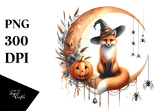 Watercolor Fox Dressed for Halloween, High-Res PNG Product Image 1