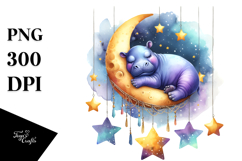 Hippo Sleeping on the Moon PNG Product Image 1