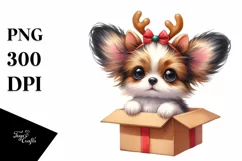 a Cute Watercolor Papillon PNG Product Image 3