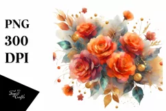 Vibrant Abstract with Orange Roses PNG Product Image 1