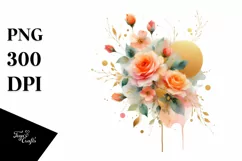 Vibrant Abstract with Orange Roses PNG Product Image 1