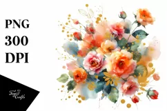 Vibrant Abstract with Orange Roses PNG Product Image 3