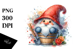 Smiling GNOME in Watercolor Bucket | Clipart Product Image 1