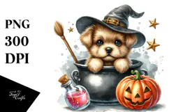 Cute Baby Puppy Popping Out from Witch Potion Product Image 1