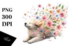 Tumbling Dog with Spring Petals | Sublimation | Clipart Product Image 1