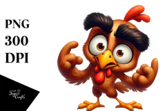 Goofy Cartoon Chicken PNG Product Image 1