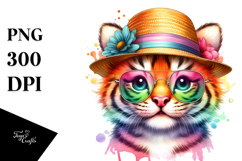 Layered Cute Baby Tiger Watercolor Splash Product Image 1