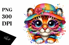 Layered Cute Baby Tiger Watercolor Splash Product Image 3