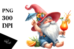 Whimsical Gnome Drinking Cocktail in Summer Clothes, Product Image 1