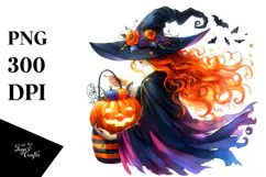 Vibrant Witch Halloween Pumpkin | Clipart Product Image 1