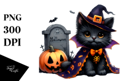 Baby Black Cat Halloween Grave | Clipart Product Image 1