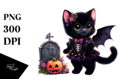 Baby Black Cat Halloween Grave | Clipart Product Image 1