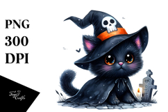 Baby Black Cat Halloween Grave | Clipart Product Image 1