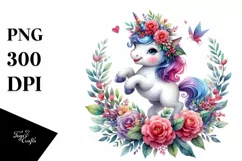cute Baby Unicorn Jumping PNG Product Image 1