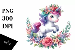 Cute Baby Jumping Unicorn PNG Product Image 1