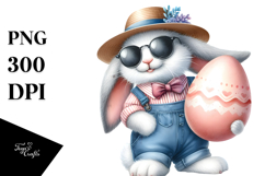 Smiling Bunny with Big Egg PNG Product Image 1
