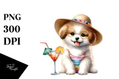 Cute Puppy in Beachwear PNG Product Image 1