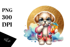 Cute Puppy Drinking Cocktail PNG Product Image 1