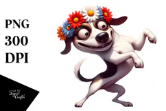 Dramatic Dog with Flower Crown PNG Product Image 1