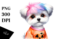 Expressive Watercolor Maltese with Cool Haircut PNG Product Image 1