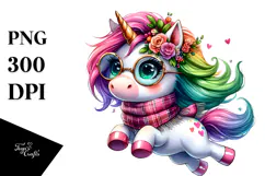 Jumping Cute Unicorn PNG Product Image 1