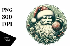 Vintage Santa Scene, Retro PNG Product Image 1