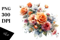 Colorful Orange Roses PNG Product Image 1