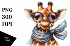 Funny Cute Giraffe Silk Scarf Sunglasses Clipart Product Image 1