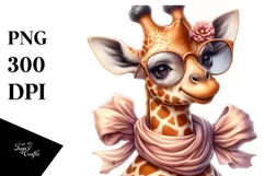 Funny Cute Giraffe Silk Scarf Sunglasses Clipart Product Image 3