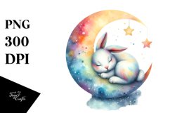 Colorful Bunny Sleeping on Moon | Clipart Product Image 3