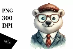 Funny Cute Polar Bear Suit Retro es Clipart Product Image 1
