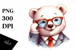 Funny Cute Polar Bear Suit Retro es Clipart Product Image 3
