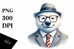 Funny Cute Polar Bear Suit Retro es Clipart Product Image 1