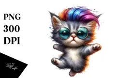 Jumping Cat with Cool Haircut, High-Res PNG Product Image 1