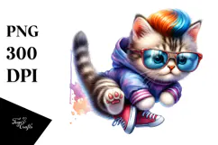 Jumping Cat with Cool Haircut, High-Res PNG Product Image 1