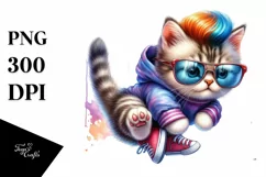 Jumping Cat with Cool Haircut, High-Res PNG Product Image 1
