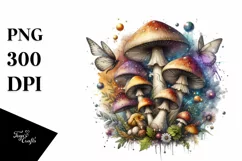 Magical Mushroom Watercolor, PNG Product Image 3