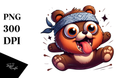 Joyful Bear with Bandana, PNG Product Image 1