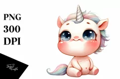 Shy Unicorn Baby Face PNG Product Image 1
