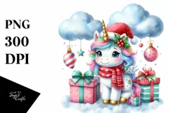 Unicorn with Christmas Ornaments PNG Product Image 3